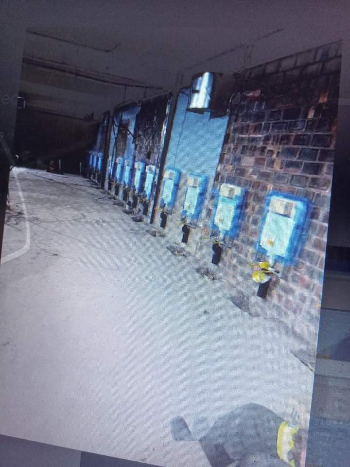 Bulk geyser installation row, commercial site
